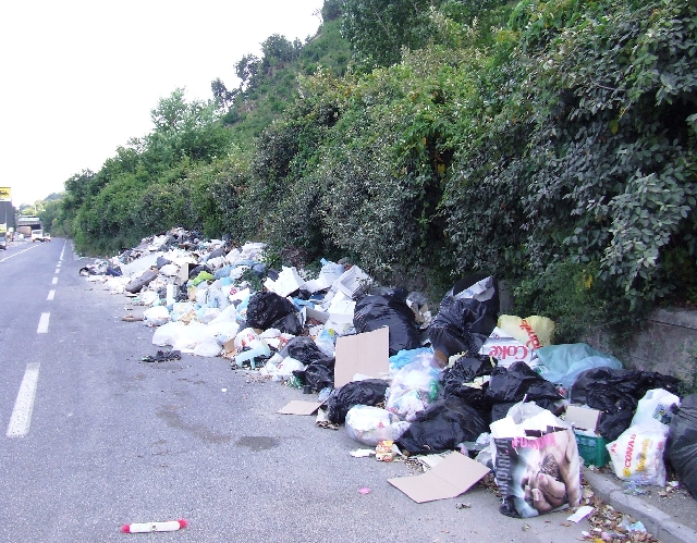 2008_06250497.JPG - Welcome to Napoli! Trash near the Highway